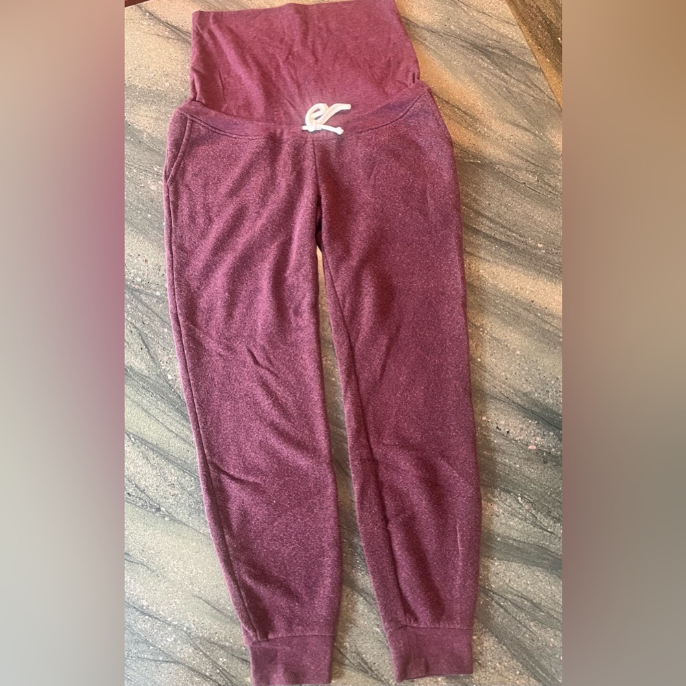 Threads 4 Thought Burgundy Drawstring maternity sweatpants